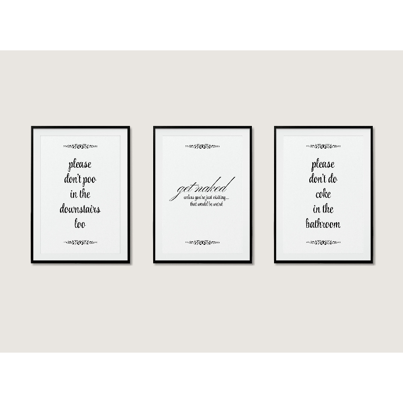 Home Bathroom Quotes - 3 шт. современных, стильных постеров для