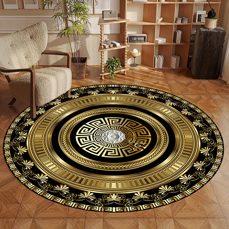 Home Bathroom Floor Mats - Круглый ковер с узором «греческий ключ»,