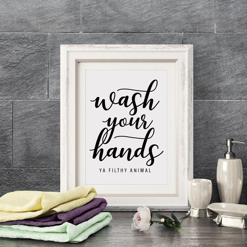 Home Bathroom Quotes - Стирайте руки, вы брудное животное, настенное