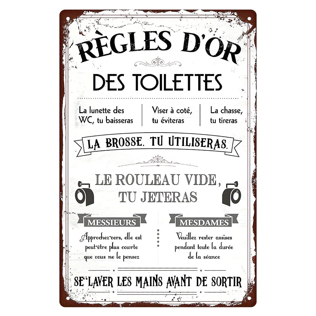 Home Bathroom Quotes - Забавная французская надпись на металлической табличке